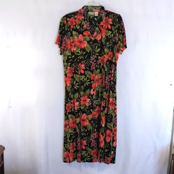 Vintage Erika 90's Floral Button Down Maxi Dress Sze Petite Large - Picture 1 of 6